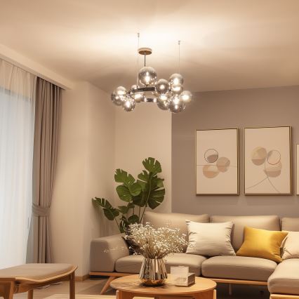 Brilagi - LED Lustr na lanku MILLA 15xG9/3W/230V lesklý chrom/kouřová