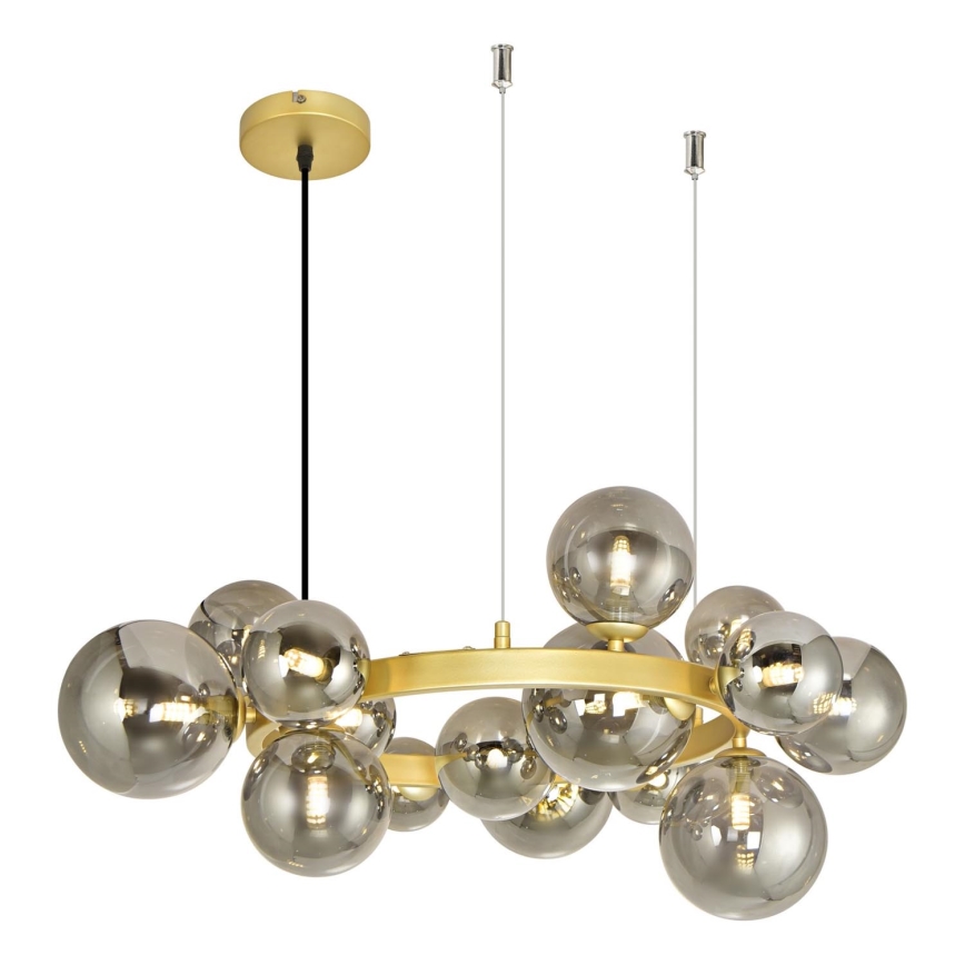 Brilagi - LED Lustr na lanku MILLA 15xG9/3W/230V zlatá/kouřová