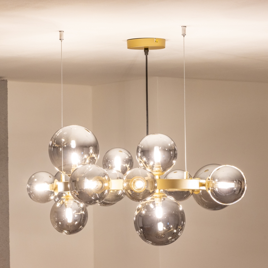 Brilagi - LED Lustr na lanku MILLA 15xG9/3W/230V zlatá/kouřová