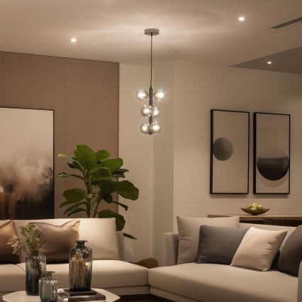 Brilagi - LED Lustr na lanku MILLA 6xG9/3W/230V černý chrom/kouřová