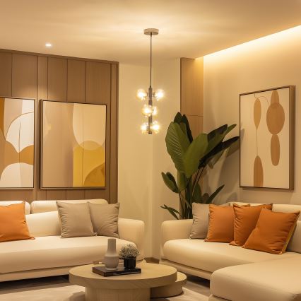 Brilagi - LED Lustr na lanku MILLA 6xG9/3W/230V černý chrom/zlatá