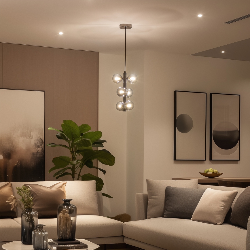 Brilagi - LED Lustr na lanku MILLA 6xG9/3W/230V lesklý chrom/kouřová