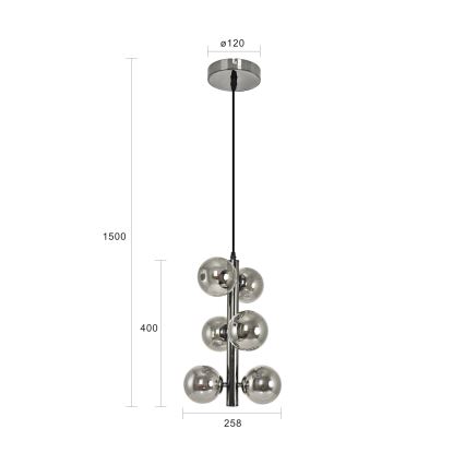 Brilagi - LED Lustr na lanku MILLA 6xG9/3W/230V lesklý chrom/kouřová