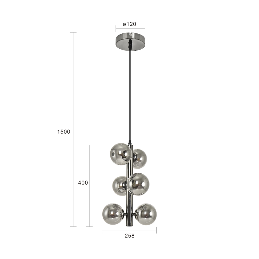 Brilagi - LED Lustr na lanku MILLA 6xG9/3W/230V lesklý chrom/kouřová