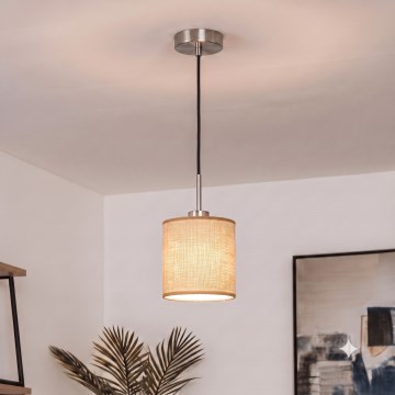 Brilagi - LED Lustr na lanku NUBILA 1xE27/60W/230V pr. 14 cm černá/světle hnědá