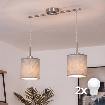 Brilagi - LED Lustr na lanku NUBILA 2xE27/60W/230V šedá