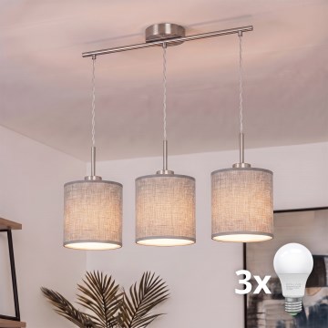 Brilagi - LED Lustr na lanku NUBILA 3xE27/60W/230V šedá