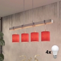 Brilagi - LED Lustr na lanku NUBILA 4xE27/60W/230V šedá/červená