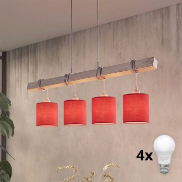Brilagi - LED Lustr na lanku NUBILA 4xE27/60W/230V šedá/červená
