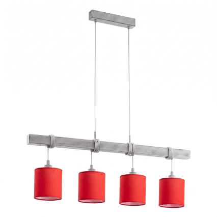 Brilagi - LED Lustr na lanku NUBILA 4xE27/60W/230V šedá/červená