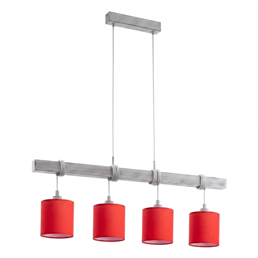 Brilagi - LED Lustr na lanku NUBILA 4xE27/60W/230V šedá/červená