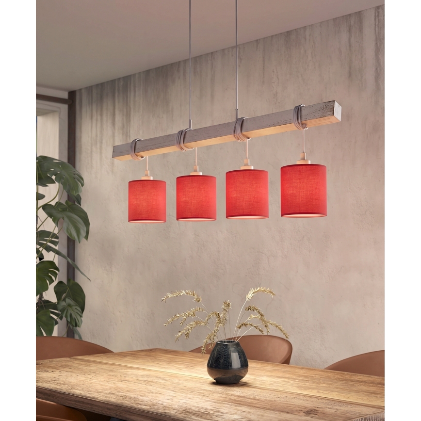 Brilagi - LED Lustr na lanku NUBILA 4xE27/60W/230V šedá/červená