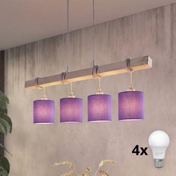 Brilagi - LED Lustr na lanku NUBILA 4xE27/60W/230V šedá/fialová