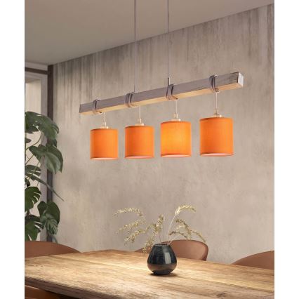 Brilagi - LED Lustr na lanku NUBILA 4xE27/60W/230V šedá/oranžová