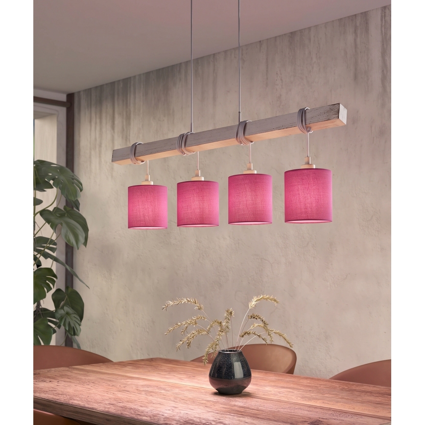 Brilagi - LED Lustr na lanku NUBILA 4xE27/60W/230V šedá/růžová