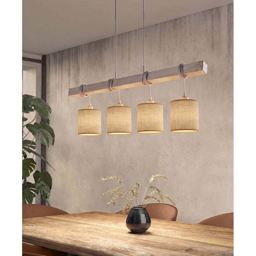 Brilagi - LED Lustr na lanku NUBILA 4xE27/60W/230V šedá/světle hnědá