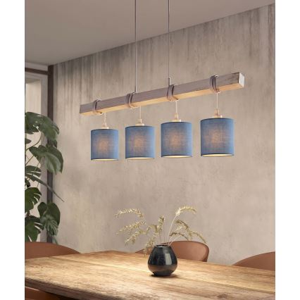Brilagi - LED Lustr na lanku NUBILA 4xE27/60W/230V šedá/tmavě modrá