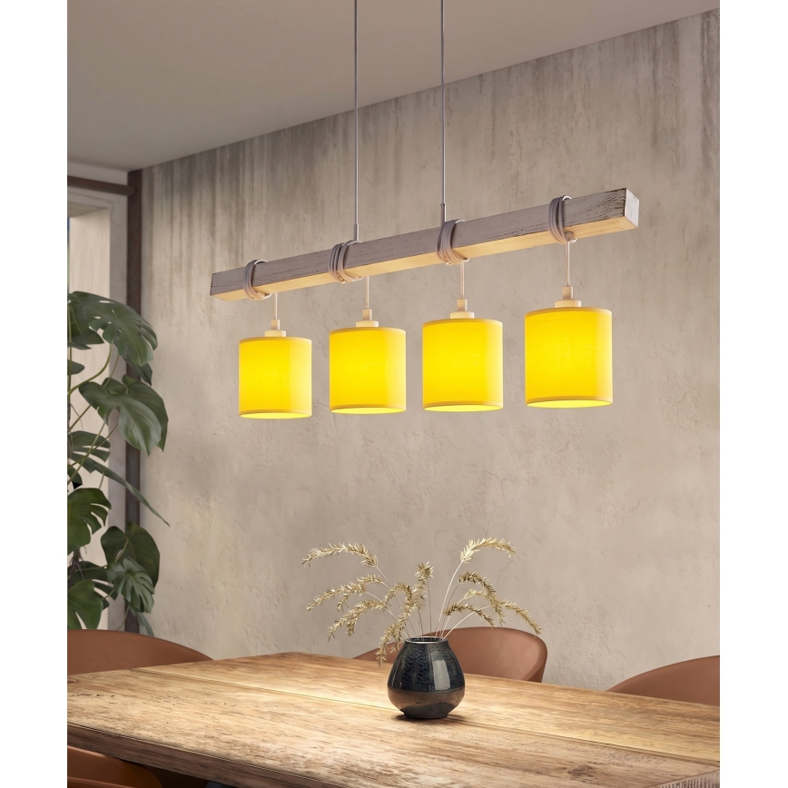 Brilagi - LED Lustr na lanku NUBILA 4xE27/60W/230V šedá/žlutá