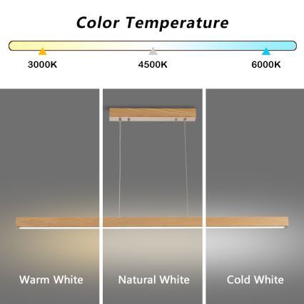Brilagi - LED Lustr na lanku OAK LED/30W/230V 3000/4500/6000K dub