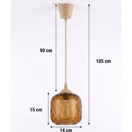 Brilagi - LED Lustr na lanku RETRO GLASS 1xE27/60W/230V pr. 14 cm béžová/kouřová hnědá