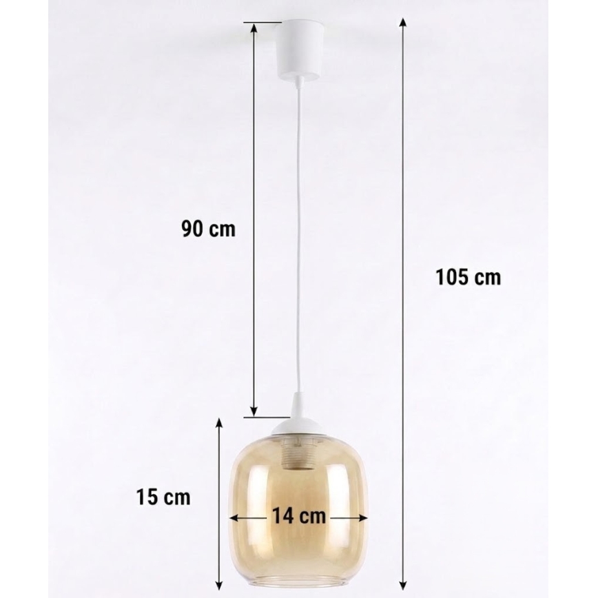 Brilagi - LED Lustr na lanku RETRO GLASS 1xE27/60W/230V pr. 14 cm bílá/kouřová hnědá