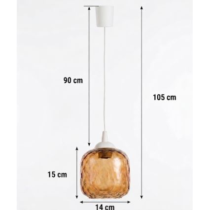 Brilagi - LED Lustr na lanku RETRO GLASS 1xE27/60W/230V pr. 14 cm bílá/kouřová hnědá