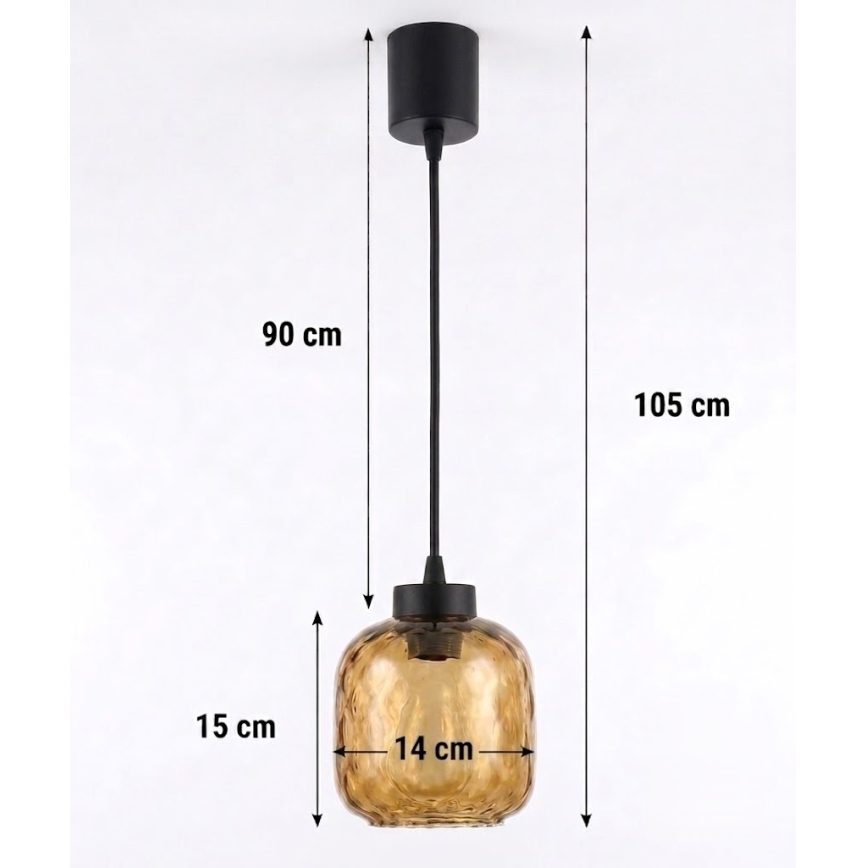 Brilagi - LED Lustr na lanku RETRO GLASS 1xE27/60W/230V pr. 14 cm černá/kouřová hnědá