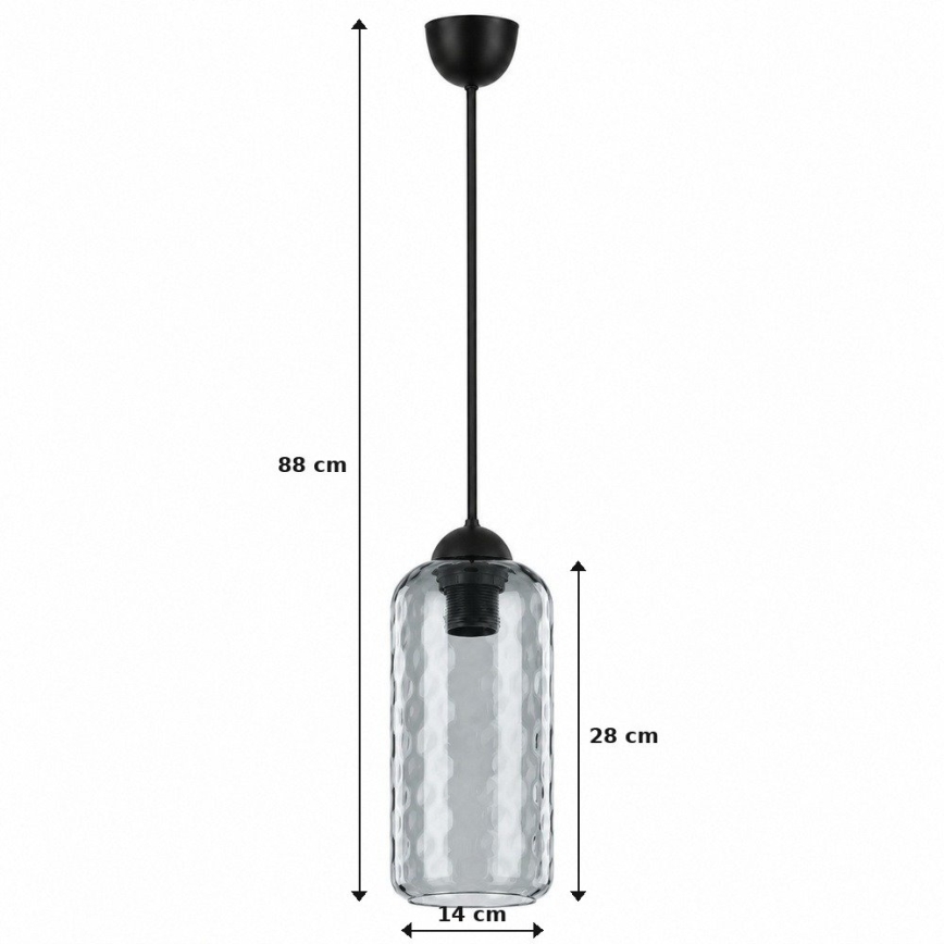 BRILAGI - LED Lustr na lanku RETRO GLASS 1xE27/60W/230V pr. 14 cm černá/kouřová šedá