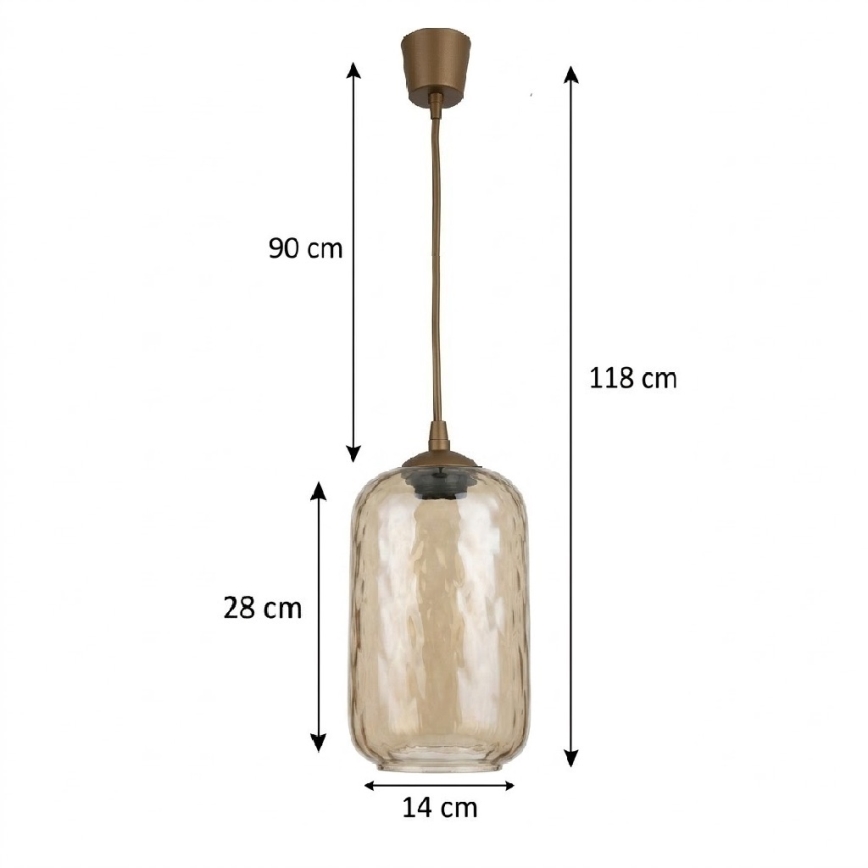 BRILAGI - LED Lustr na lanku RETRO GLASS 1xE27/60W/230V pr. 14 cm hnědá/kouřová hnědá