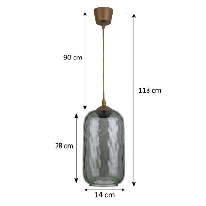 BRILAGI - LED Lustr na lanku RETRO GLASS 1xE27/60W/230V pr. 14 cm hnědá/kouřová šedá
