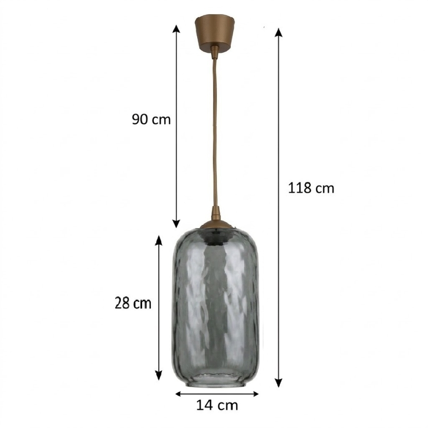 BRILAGI - LED Lustr na lanku RETRO GLASS 1xE27/60W/230V pr. 14 cm hnědá/kouřová šedá