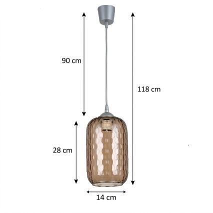 Brilagi - LED Lustr na lanku RETRO GLASS 1xE27/60W/230V pr. 14 cm stříbrná/kouřová hnědá