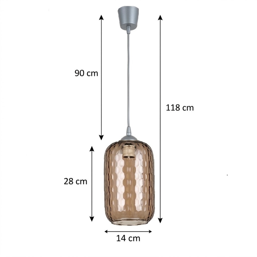 Brilagi - LED Lustr na lanku RETRO GLASS 1xE27/60W/230V pr. 14 cm stříbrná/kouřová hnědá