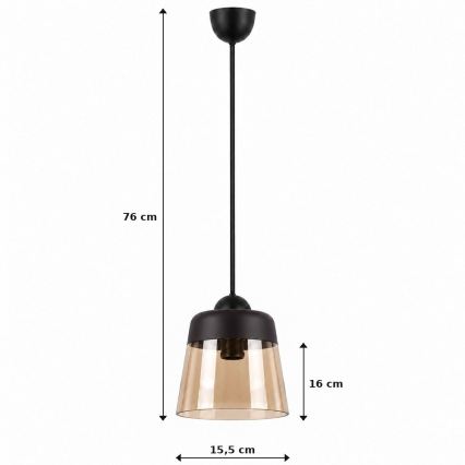 BRILAGI - LED Lustr na lanku RETRO GLASS 1xE27/60W/230V pr. 15,5 cm černá/kouřová béžová