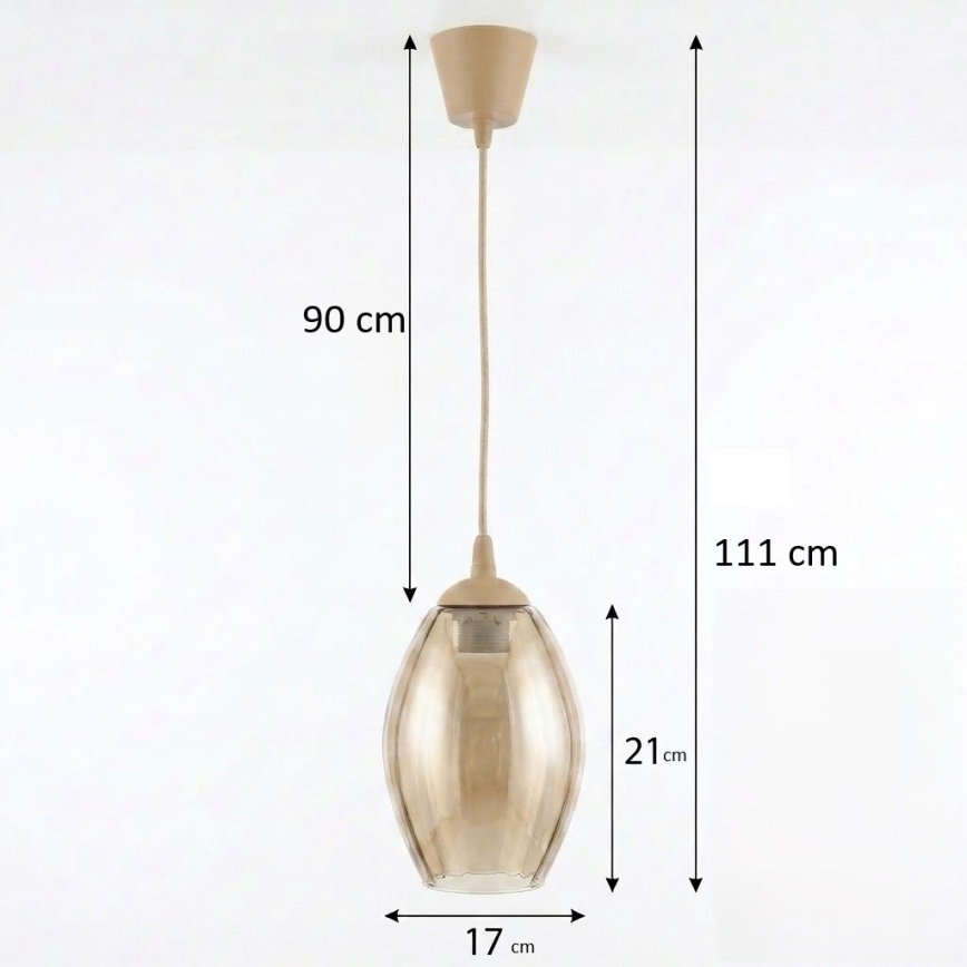 Brilagi - LED Lustr na lanku RETRO GLASS 1xE27/60W/230V pr. 17 cm béžová/kouřová béžová