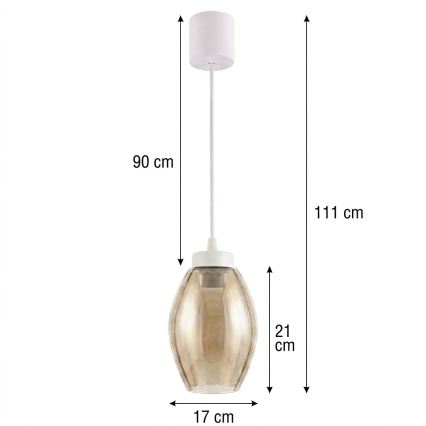 Brilagi - LED Lustr na lanku RETRO GLASS 1xE27/60W/230V pr. 17 cm bílá/kouřová béžová