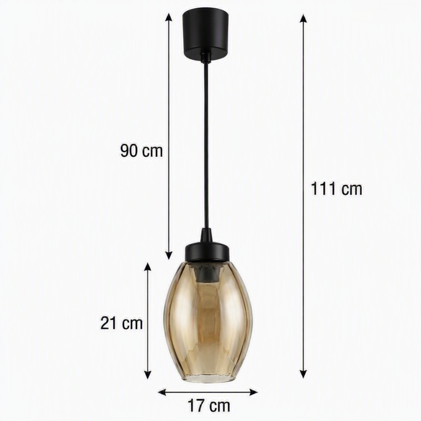 Brilagi - LED Lustr na lanku RETRO GLASS 1xE27/60W/230V pr. 17 cm černá/kouřová béžová