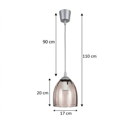 Brilagi - LED Lustr na lanku RETRO GLASS 1xE27/60W/230V pr. 17 cm stříbrná/kouřová béžová