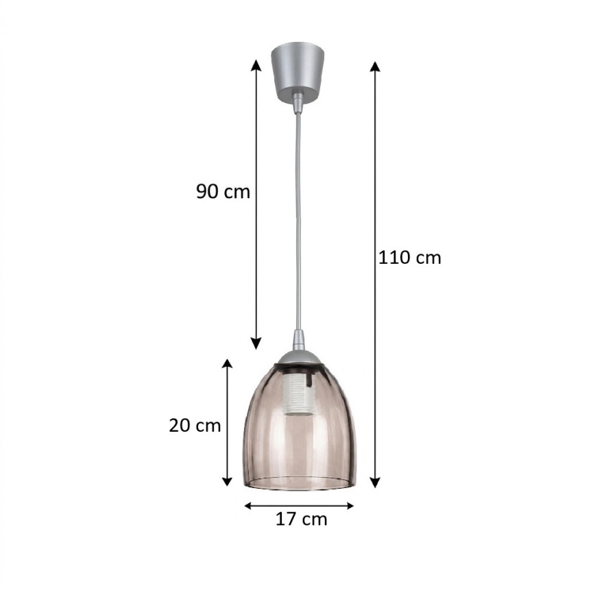 Brilagi - LED Lustr na lanku RETRO GLASS 1xE27/60W/230V pr. 17 cm stříbrná/kouřová béžová