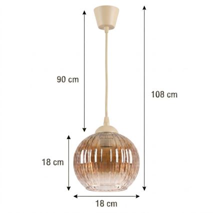 Brilagi - LED Lustr na lanku RETRO GLASS 1xE27/60W/230V pr. 18 cm béžová/kouřová hnědá