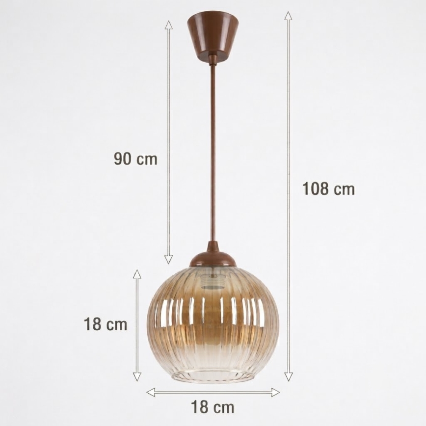 Brilagi - LED Lustr na lanku RETRO GLASS 1xE27/60W/230V pr. 18 cm hnědá/kouřová hnědá