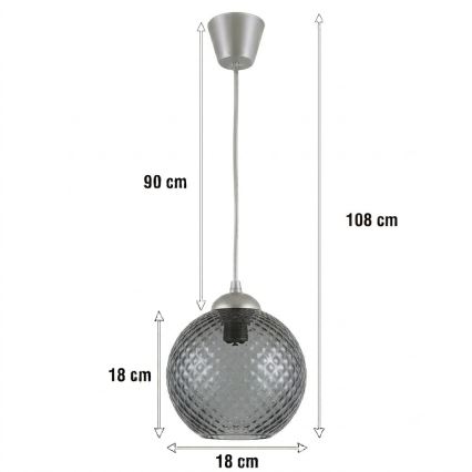 Brilagi - LED Lustr na lanku RETRO GLASS 1xE27/60W/230V pr. 18 cm stříbrná/kouřová šedá