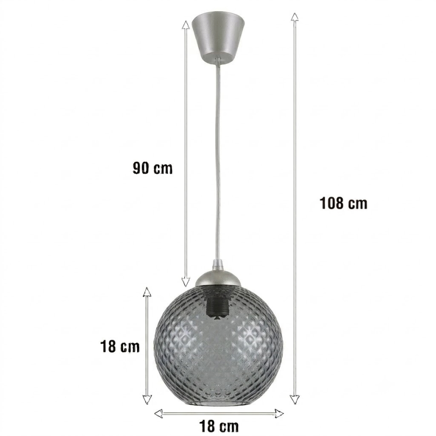Brilagi - LED Lustr na lanku RETRO GLASS 1xE27/60W/230V pr. 18 cm stříbrná/kouřová šedá