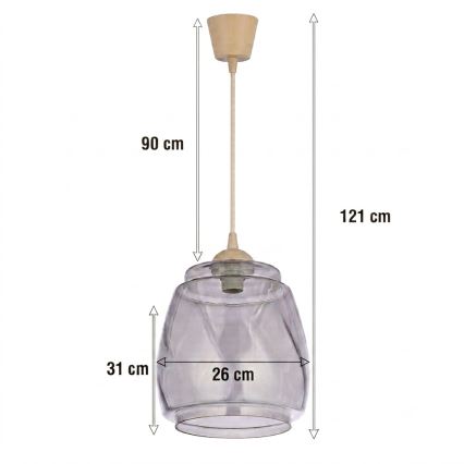 Brilagi - LED Lustr na lanku RETRO GLASS 1xE27/60W/230V pr. 26 cm béžová/kouřová šedá