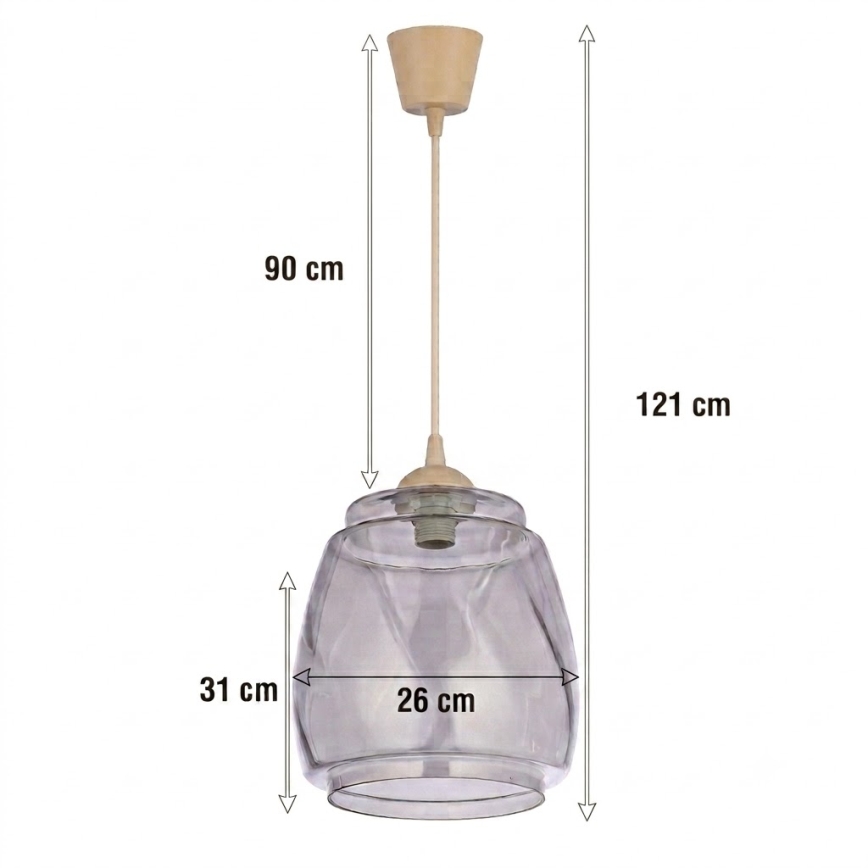 Brilagi - LED Lustr na lanku RETRO GLASS 1xE27/60W/230V pr. 26 cm béžová/kouřová šedá