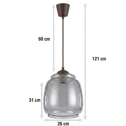 Brilagi - LED Lustr na lanku RETRO GLASS 1xE27/60W/230V pr. 26 cm hnědá/kouřová šedá