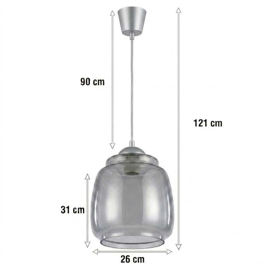 Brilagi - LED Lustr na lanku RETRO GLASS 1xE27/60W/230V pr. 26 cm stříbrná/kouřová šedá