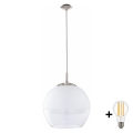 BRILAGI - LED Lustr na lanku RETRO GLASS 1xE27/60W/230V matný chrom/bílá