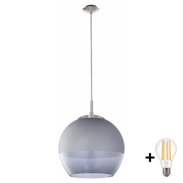 BRILAGI - LED Lustr na lanku RETRO GLASS 1xE27/60W/230V matný chrom/kouřová šedá