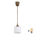 BRILAGI - LED Lustr na lanku RETRO GLASS 1xE27/60W/230V pr. 10 cm hnědá/bílá
